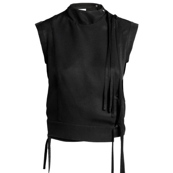 NWT H&M Studio Collection Runway Black Wrapover Cocktail Top Sleeveless Vest 4 - Picture 2 of 10